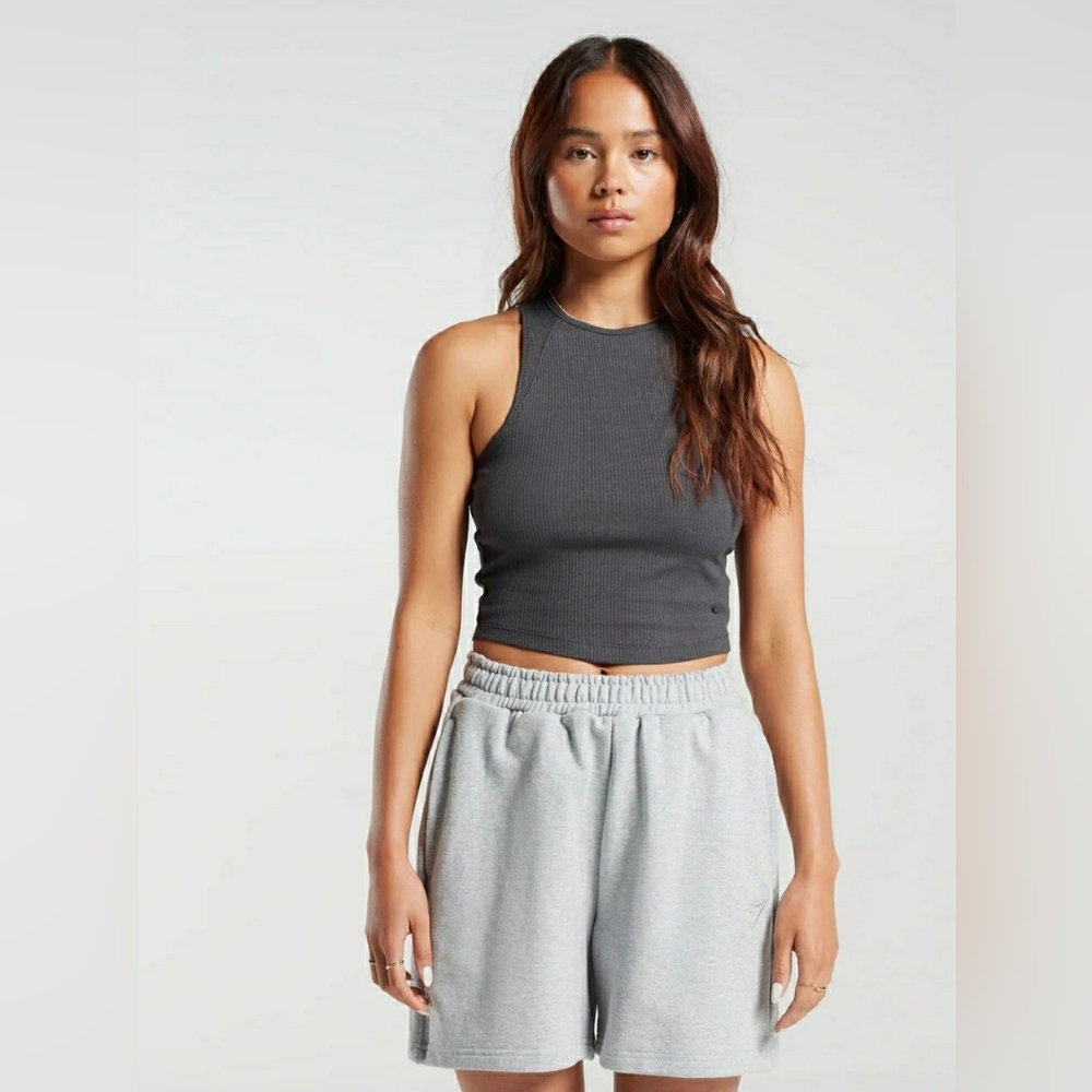 Gymshark Dark Grey Ribbed Crop Tank Top Size Small